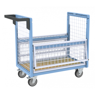 Chariot conteneur grillagé 250 kg - Avec ou sans toit et dimensions au choix