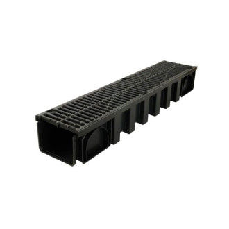 Caniveau 200 connecto can15bf + grille classe b125 - polypropylène noir 1 m
