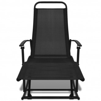 Chaise à bascule de jardin Acier et textilène Noir