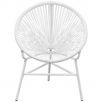 Chaise de jardin en corde forme de lune Résine tressée Blanc