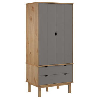 Garde-robe otta marron et gris 76,5x53x172 cm bois massif pin