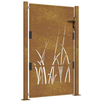 Portail de jardin 105x155 cm acier corten conception d'herbe