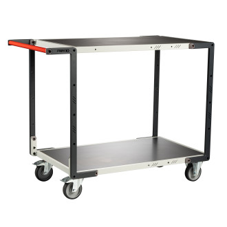 Servante flat-pack 2 plateaux tôle 850 x 500 mm roues TPE 250 kg - 884721322