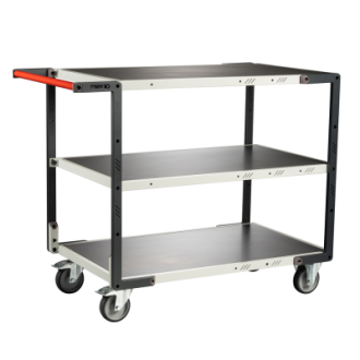 Servante montée FLAT-PACK™ 3 plateaux tôle 1000 x 600 mm roues TPE 250 kg - 886722324