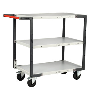 Servante montée 3 plateaux mélaminé 850 x 500 mm roues CC 250 kg - 886721114