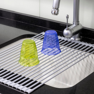 Egouttoir à vaisselle flexible en silicone et acier