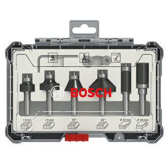Coffret de 6 fraises à araser/chanfreiner/arrondir à queue de 6 mm bosch - 2607017468
