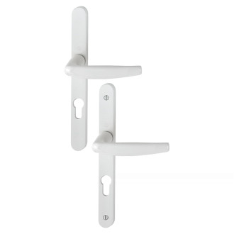 Ensemble de porte-fenêtre plaque étroite Atlanta 1530/300LMSGL HOPPE 195mm Blanc 9010 Clé i Entr.92 C.8 - ép.68/77 - 3303841