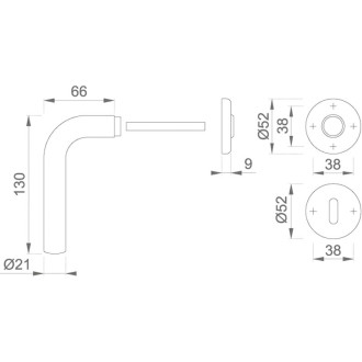 Ensemble de porte sur rosace gent inox f9 clé l hoppe - e1520z/42k/42ks - 3045466