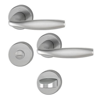 Paire de béquilles sur rosace new-york hoppe 1810/42k/42ks aspect inox - bec de cane condamnation - 3736208