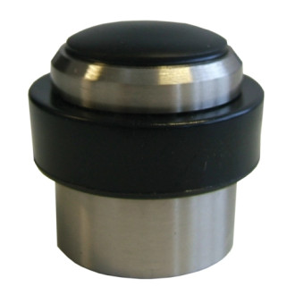 Butoir de sol avec cheville + vis alu BLINDOMAX aspect inox brossé - Ø37 x H.37 mm - 222