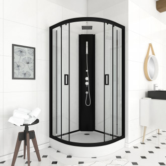 Cabine de douche LIFT UP BLACK 1/4 de cercle 85X85X235CM Aurlane - CAB088
