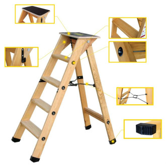Escabeau Lyonnais bois 3 marches + tablette CENTAURE - 483203