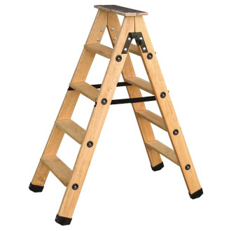 Escabeau double accès bois 2x3 marches + tablette CENTAURE - 483603