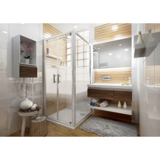 Paroi de douche fixe pour porte ancoswing en verre sérigraphié 4mm, profil blanc - Dimension au choix