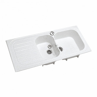 Evier à encastrer réversible vallauris 2 cuves + 1 égouttoir 112x50 blanc