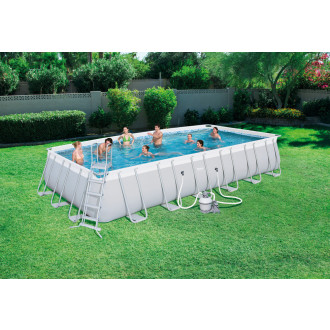 Piscine rectangulaire power steel frame pools avec filtre à sable (sable non inclus) + échelle + tapis de sol + bâche - bestway – 732 x 366 x 132cm
