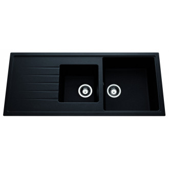 Evier à encastrer ancoline réversible 2 cuves + 1 égouttoir - anconetti - 116x50cm - noir