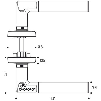 0820055 Ens a code handle sur rosace chromé gamme velours 4320 gauche 