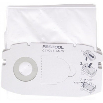 Paquet 5 sacs filtre SELFCLEAN SC FIS-CT MINI FESTOOL - Pour aspirateur CTL mini - 498410
