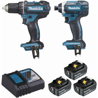 Ensemble de 2 machines MAKITA 18V Perceuse visseuse Ø 13 mm DDF482 + Visseuse à chocs 165 Nm DTD152 - DLX2127TJ1