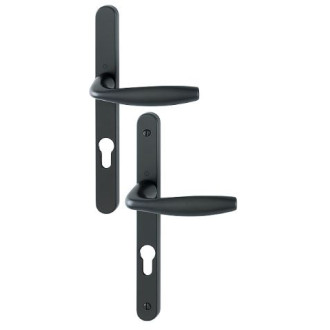 Ensemble de porte sur plaque étroite new-york 1810rh/300lmsgl/1810 hoppe noir mat pz70 - 3944808