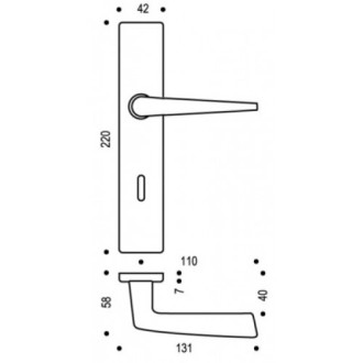 Ensemble de porte Riviera 90 BEZAULT Entraxe 195 mm Champagne - Clé L - 0072836 