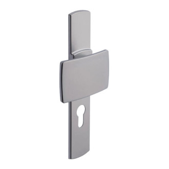 Ensemble de porte palière sur plaque Muze BEZAULT - Entraxe 195mm - Chrome velours - Clé I - 525/4075/6391 