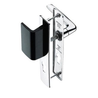 Ensemble pour porte palière BEZAULT - RIV BLOC - Poignée 536 ABS noir/chrome - Clé I - 63223