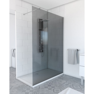 Paroi de douche à l'italienne freedom 2 fumee 140 - 140x200cm verre fumee 8mm Aurlane - FAC246