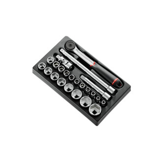Module 23 pièces cliquet douilles 1/2 6 pans métriques FACOM - MOD.S161-36PB
