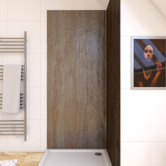 Panneau mural de douche finition pierre en composite pierre de mica et résine - 90 x 210 cm - stone'it wood stone 90 Aurlane - FAC336