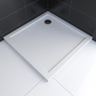 Receveur de douche a poser extra plat en acrylique blanc carre - 80x80cm - bac de douche whiteness ii 80 Aurlane - FAC372