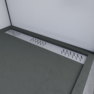 Receveur extra plat a poser 120x80cm caniveau - acrylique renforce gris effet pierre - anti-derapant Aurlane - FAC393