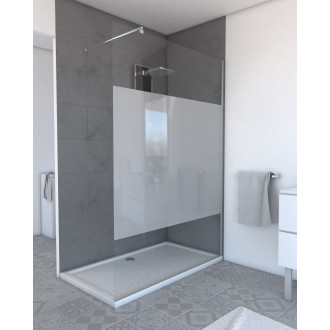 Pack paroi de douche depolie 140cm profile chrome - dim: 140x200cm – paroi douche 140 + barre de fixation freedom 2 telescopic Aurlane - FAC446