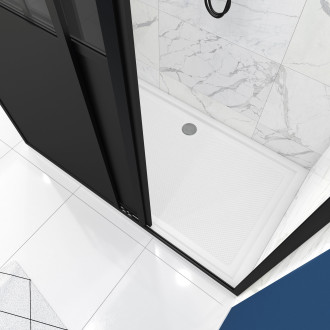 Pack porte pivotante 140x200 + paroi retour et panneau aluminium composite + receveur 140x80 Aurlane - FAC464