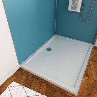 Pack panneaux muraux bleu en aluminium avec profilé d'angle et de finition chrome + receveur a poser - 90 x 120cm - wall'it bleu 90x120 + whiteness ii 120 Aurlane - PACP009