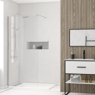 Paroi de douche 100x200cm - verre trempé transparent 8mm - profilé chrome - freedom 2 chromed Aurlane - FAC656