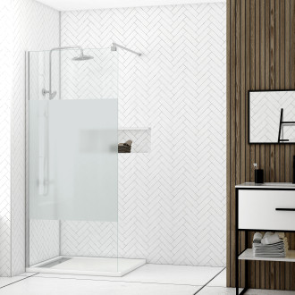 Paroi de douche 100x200cm - verre trempé dépoli 8mm - profilé chrome - freedom 2 frosted Aurlane - FAC657
