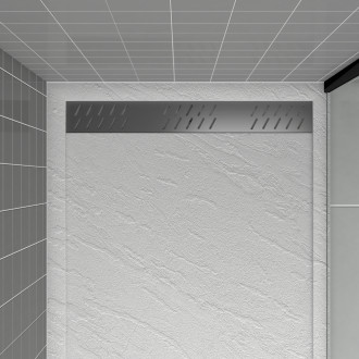 Grille linéaire en aluminium finition gun metal pour receveur - 79.5x11x0.2cm - grid line gun metal Aurlane - FAC681