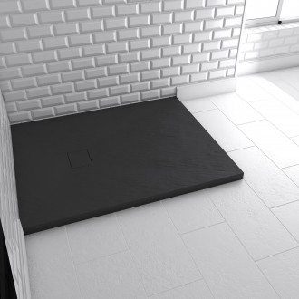Receveur à poser en matériaux composite SMC – Finition ardoise noire – 80x100cm – ROCK 2 BLACK 80 Aurlane - FAC696