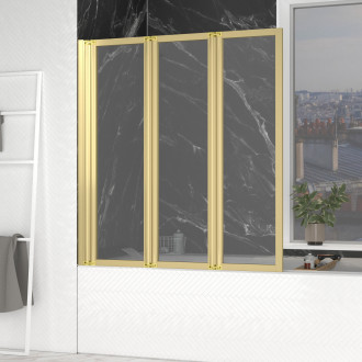 Pare-baignoire pivotant 3 volets or brossé - 125x143 cm - verre trempé 4 mm - zaggy gold Aurlane - FAC968