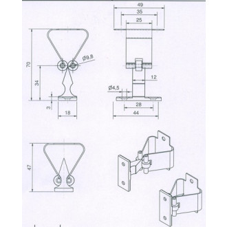 Arrêt à pince brut noir 1302 MANTION SA - Mentonnet à visser - Série forte - 1302