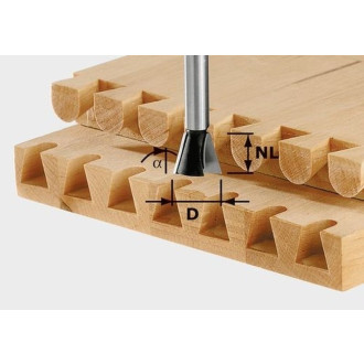 Fraise à queue d'aronde HS avec queue de 8mm FESTOOL HS S8 D13,8/13,5/15° - 490991