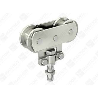 Monture fixation sur chant MANTION - 2 galets en acier - Vis d'accrochage M10 - Capacité/Porte : 80kg - 235A