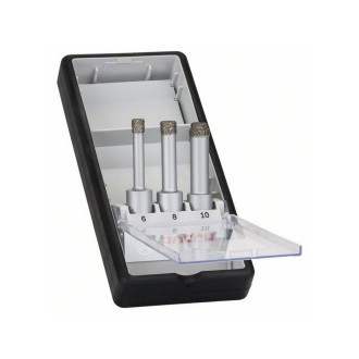 Coffret de 3 forets diamantés à sec robust line easy dry best for ceramic 6-8-10mm bosch 2608587145