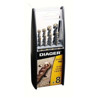 Coffret duo 8 forets béton DIAGER  - série Pro - 299B