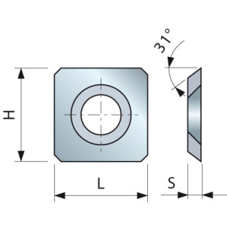 Araseur carré 31° 14,6x14,6x2,5 - F03FH03040 -RG01MCA310