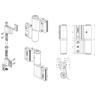 Paumelle à clamer alu 5500AI FAPIM pour porte lourde - Blanc 9010 - 5520A_32