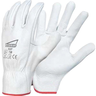 Gant cuir blanc SINGER tout fleur de bovin - manutention légère à sec - taille 9 - 50F09          